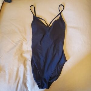 aerie Black One-Piece Swimsuit with Crisscross Back